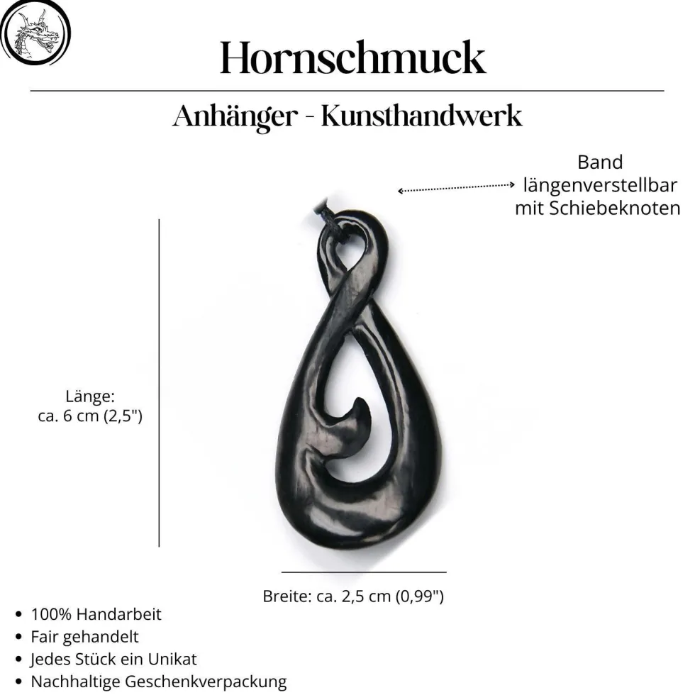 Acht Schmuck Maori Hornschmuck Anhänger Kette