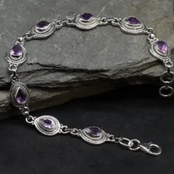 Amethyst Armschmuck Edelstein 925 Silber Armband zeitloser Damen Schmuck