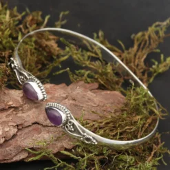Amethyst Edelstein Armreif 925 Sterlingsilber Damen Armschmuck