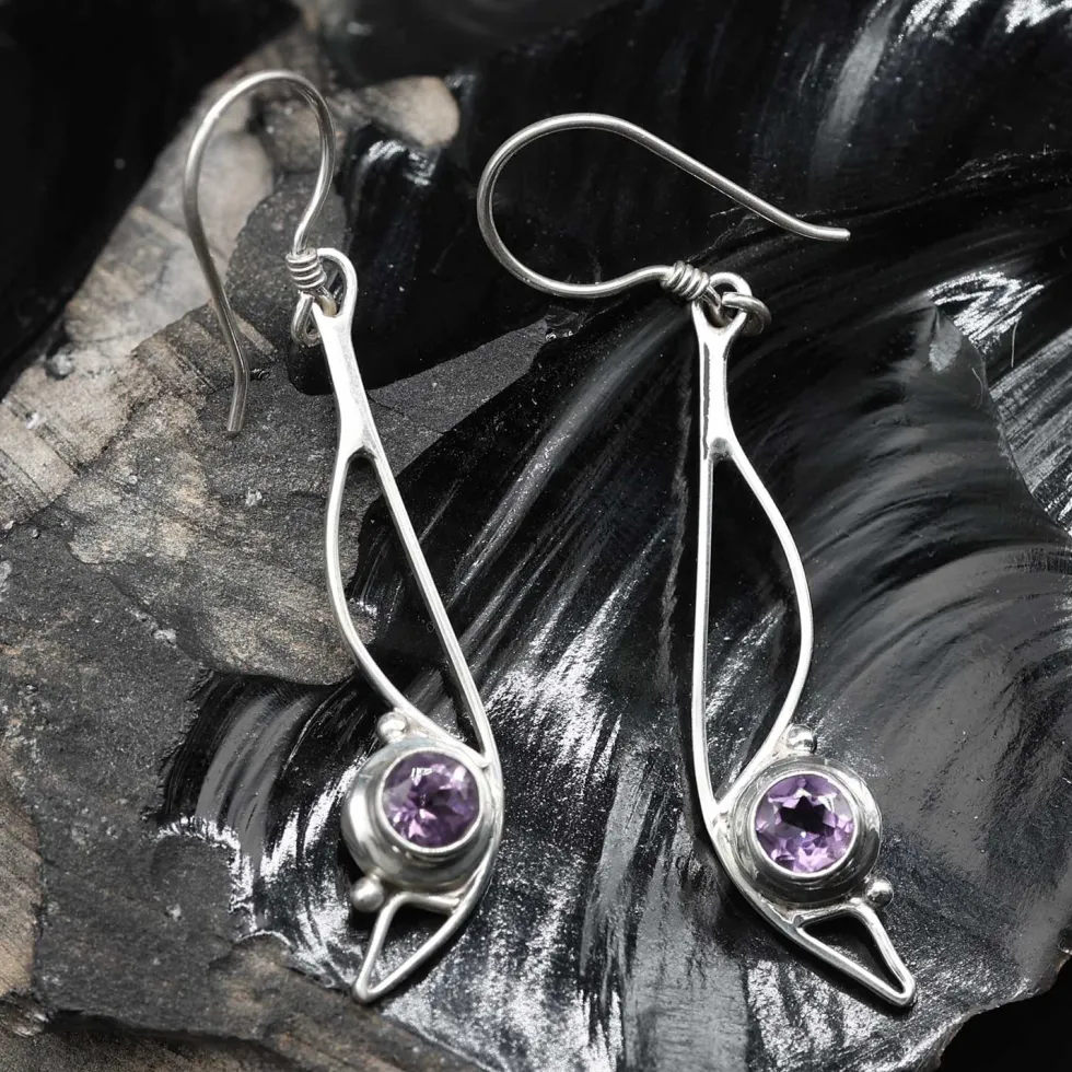 Amethyst Ohrhänger 925er Silber Ohrschmuck Einhänger