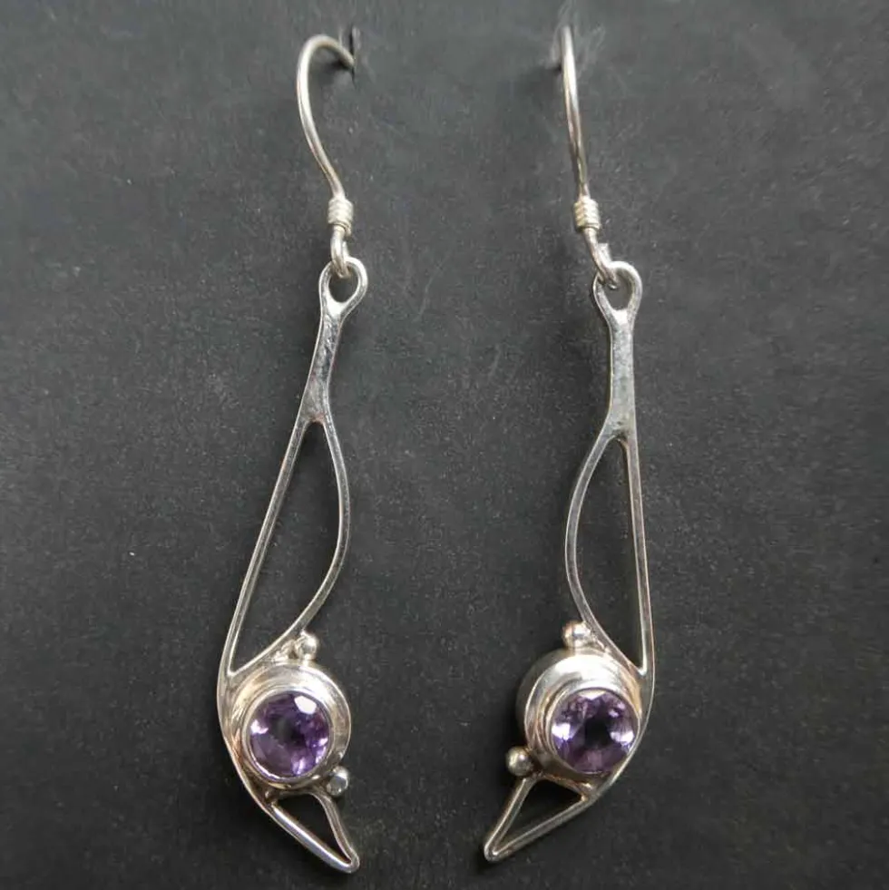 Amethyst Ohrhänger 925er Silber Ohrschmuck Einhänger