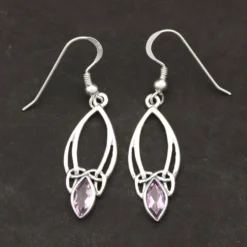 Amethyst Ohrringe in keltischen Knoten gefasst 925 Silber Ohrhänger