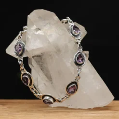 Amethyst 925 Silber Edelstein Armband zeitloser Damen Armschmuck