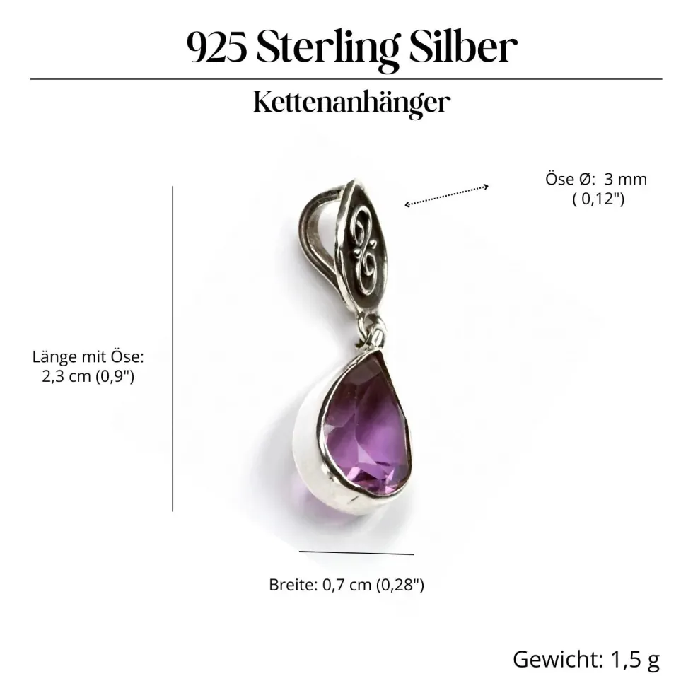 Amethyst Steinschmuck Anhänger 925 Silber