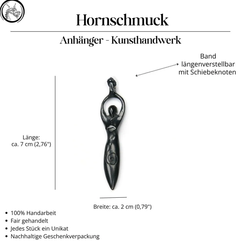 Angerone Hornschmuck Anhänger Kette Handarbeit