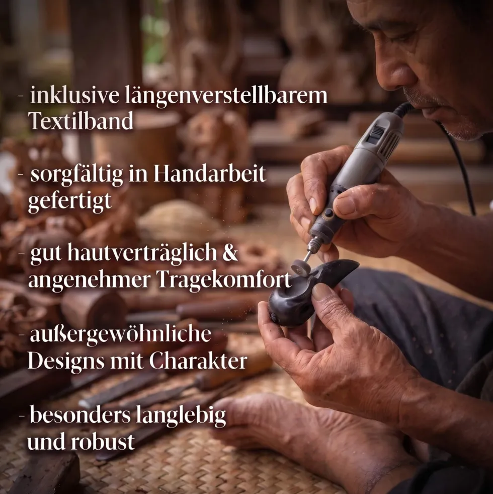 Angerone Hornschmuck Anhänger Kette Handarbeit
