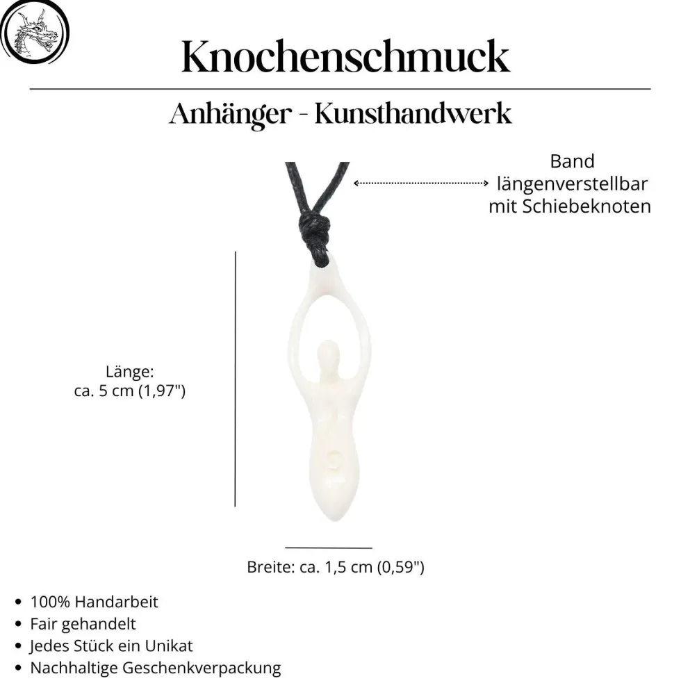 Angerone Knochenschmuck Anhänger Knochen vom Wasserbüffel 5cm