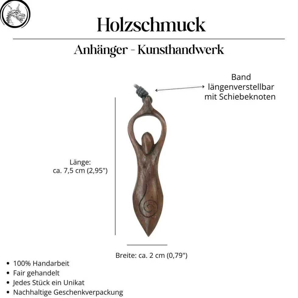 Angerone römische Göttin Schmuck Anhänger Holz