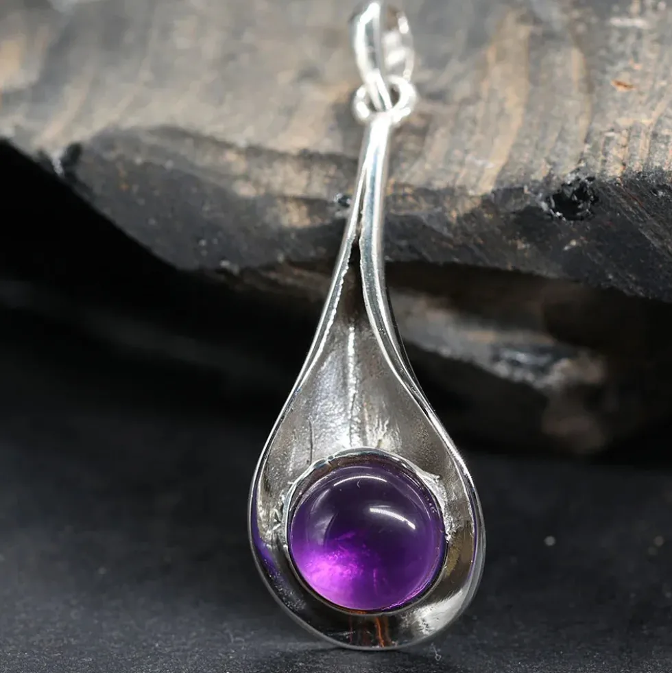 Anhänger Amethyst modern schlicht 925 Silber Edelstein Schmuck