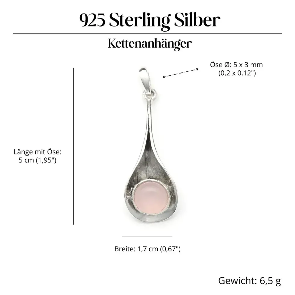 Anhänger Rosenquarz modern schlicht 925 Silber Schmuck edel