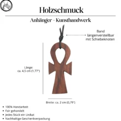 Ankh Holzschmuck Kettenanhänger Handarbeit