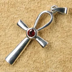 Ankh Kettenanhänger rotem Zirkona 925 Silber