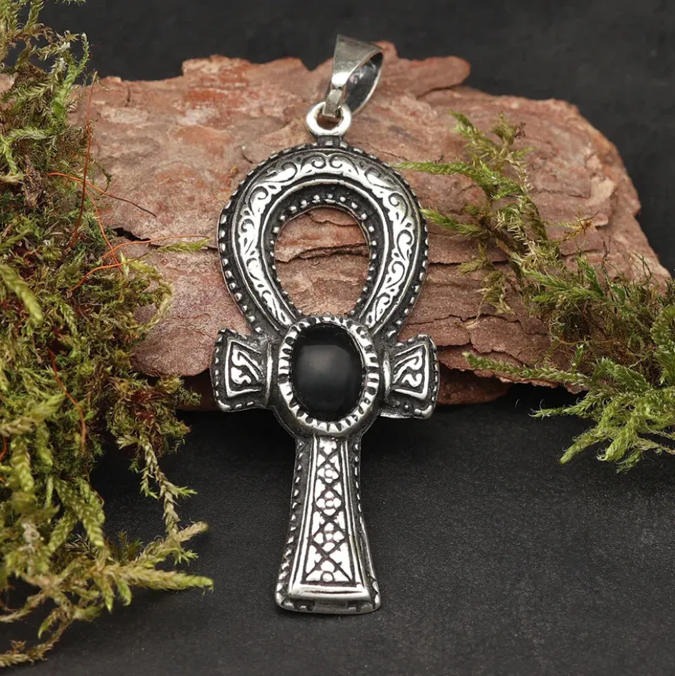 Ankh Onyx Schmuck Kettenanhänger Silber 925