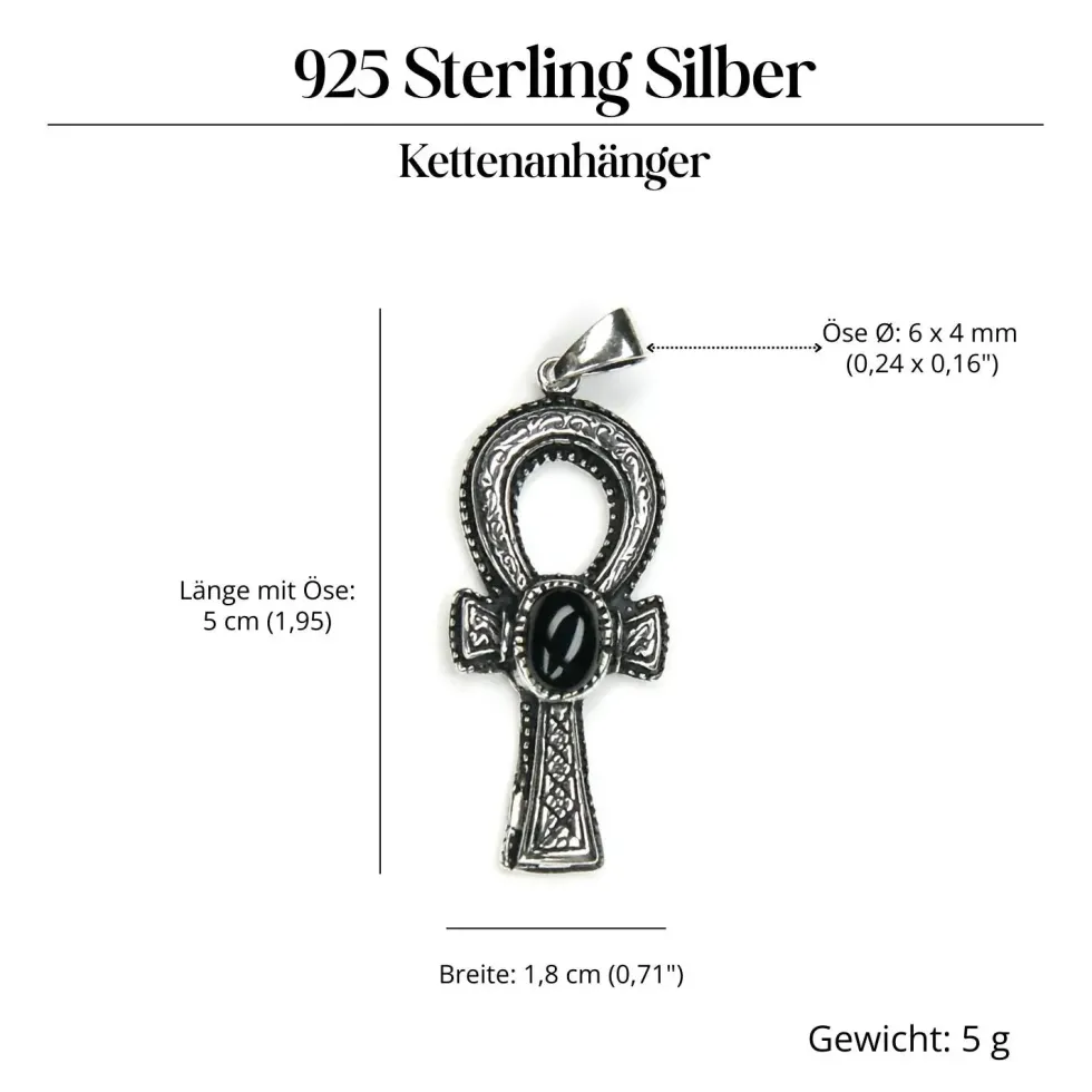 Ankh Onyx Schmuck Kettenanhänger Silber 925