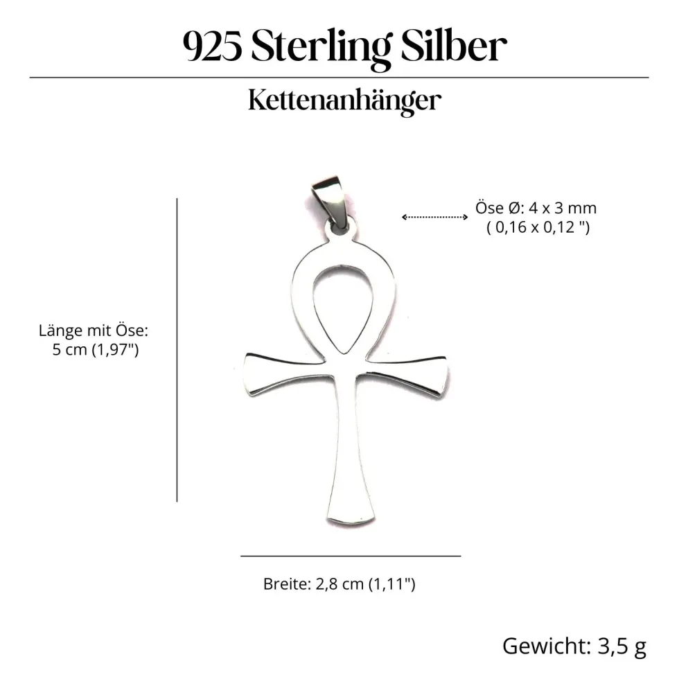 Ankh Schmuck Anhänger ägyptisch schlicht 925 Silber