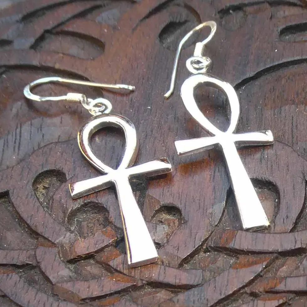 Ankh Silber Ohrhänger Schlüssel des ewigen Lebens Ohrschmuck 925 Silber (Paar)