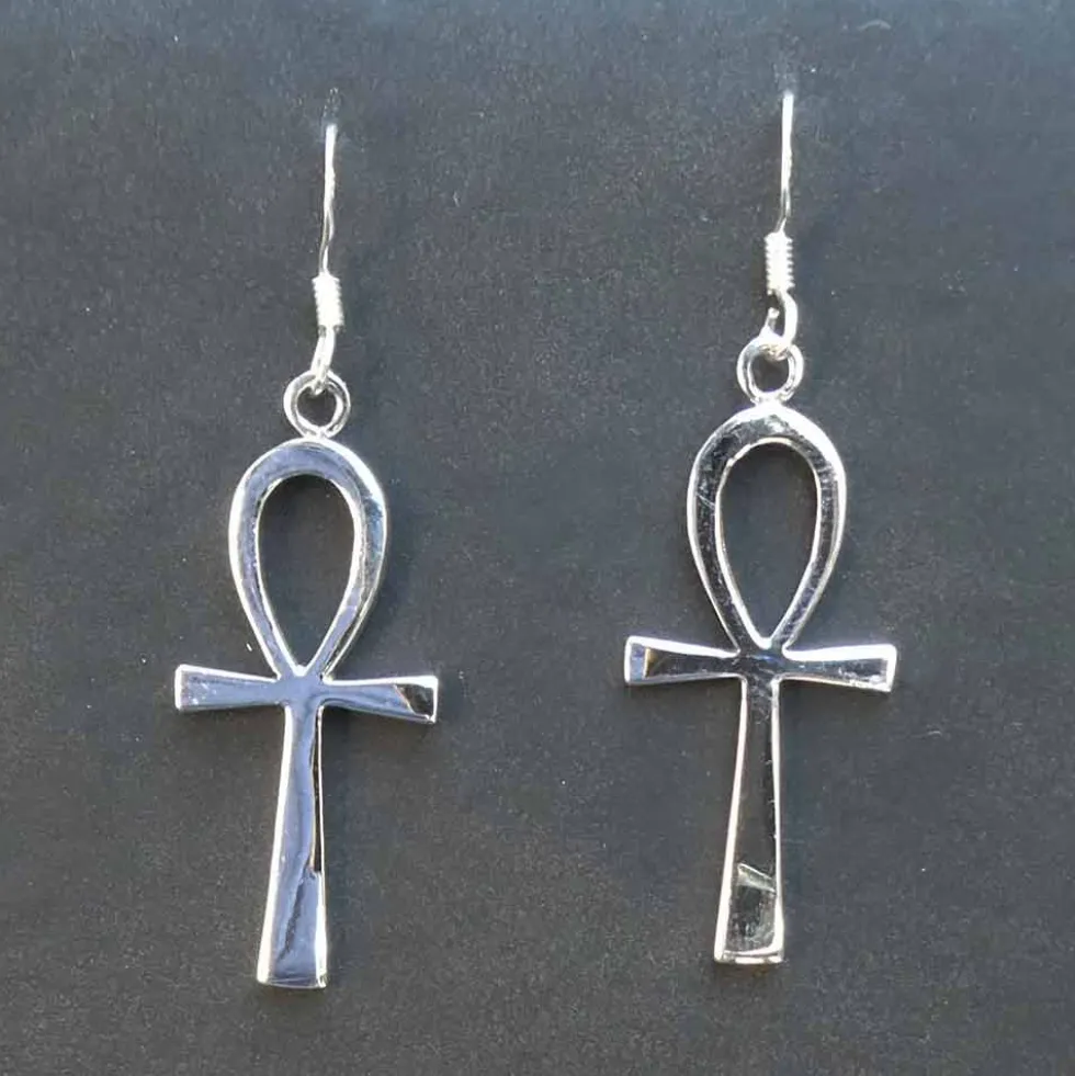 Ankh Silber Ohrhänger Schlüssel des ewigen Lebens Ohrschmuck 925 Silber (Paar)