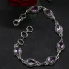 Armband Amethyst Edelstein 925 Silber Tropfen Facettenschliff edles Damen Armschmuck