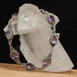 Armband Amethyst Edelstein 925 Silber Tropfen Facettenschliff edles Damen Armschmuck