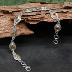 Armband Edelstein und 925 Silber Citrin Tropfen facettiert Schmuck Armschmuck