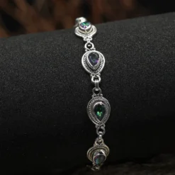 Armband Silber Edelstein Mystik Quartz Armschmuck Damen 925 Silber