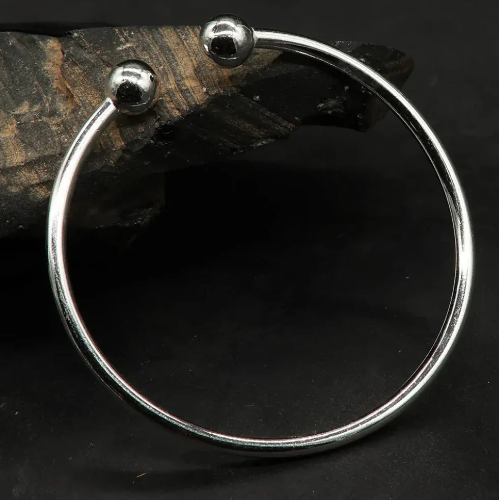 Armreif Ball schlicht Ø 6,5cm mit 8mm Kugeln gefertigt aus 925 Silber