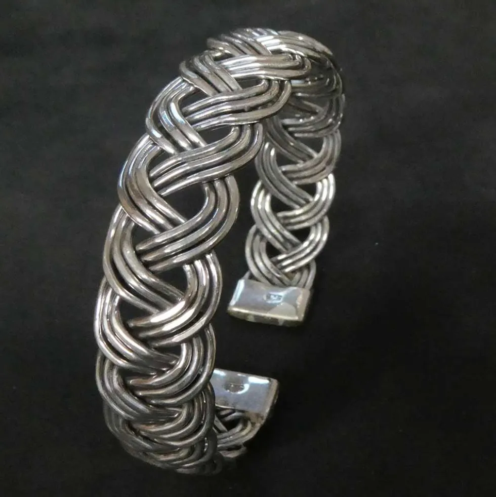 Armreif doppelt geflochten Damen Herren 925 Silber Armschmuck
