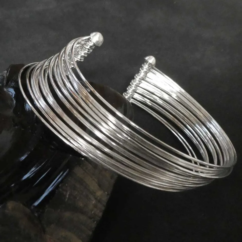Armreif Elegant gefasste Silberdrähte Armschmuck 925er Silber