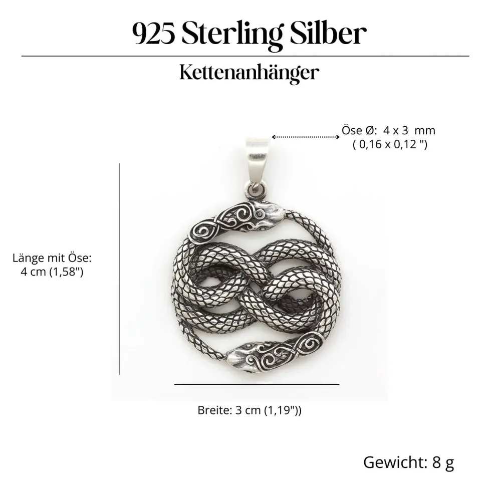 Auryn Schmuck Schlangen Silber Anhänger groß 925 Silber