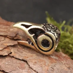 Bartperle Rabenkopf Bronze Wikingerschmuck