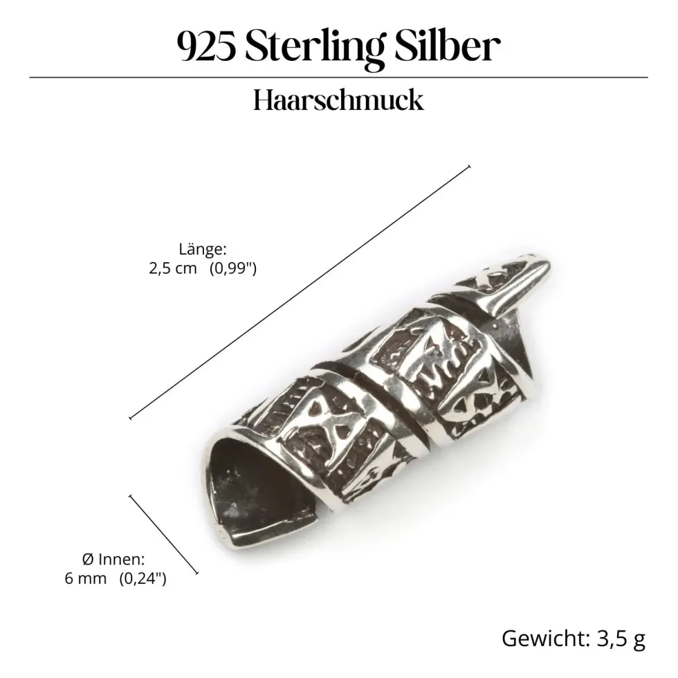 Bartperle Runen 925 Sterlingsilber Bartschmuck