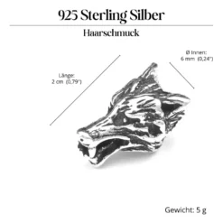 Bartperle 925 Silber Wolf Bartschmuck