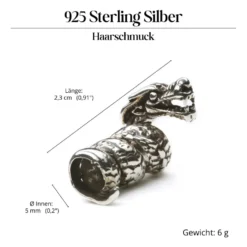 Bartschmuck Drache 925 Sterlingsilber Bartperle