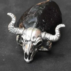 Büffelschädel Biker Ring 925 Silberschmuck