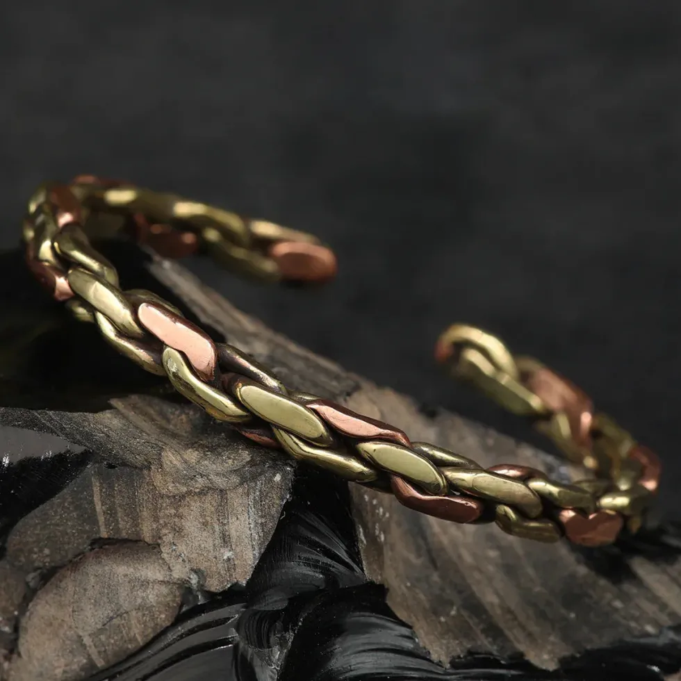 Bicolor Armreif Messing Kupfer Armschmuck Damen