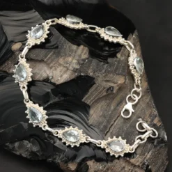 Blauer Topas Edelstein Armband edler Damen Armschmuck 925 Silber Schmuck
