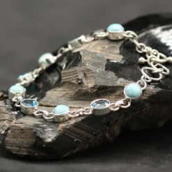 Blauer Topas mit Larimar Armschmuck Silber Armband 925 Silber Damen
