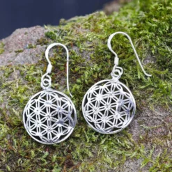 Blume des Lebens Ohrhänger Ohrschmuck Silber (Paar) 925 Silber