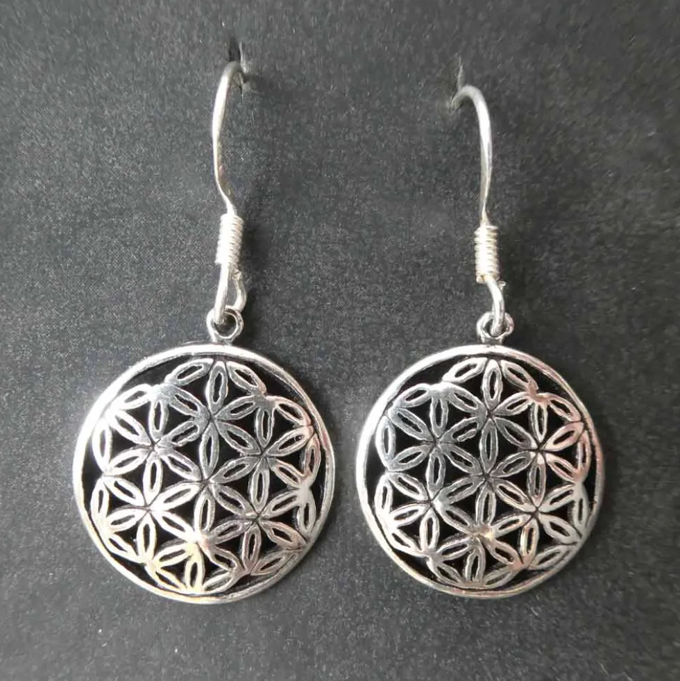 Blume des Lebens Ohrhänger Ohrschmuck Silber (Paar) 925 Silber