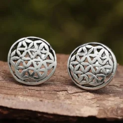 Blume des Lebens Ohrstecker 925 Silber Ohrschmuck großer Ohrring
