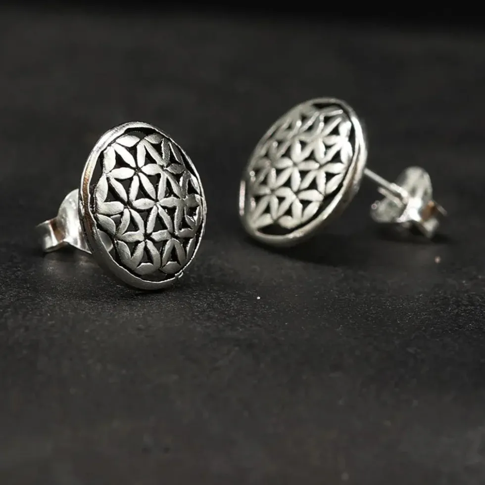 Blume des Lebens Ohrstecker 925 Silber Ohrschmuck großer Ohrring
