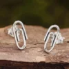 Büroklammer Ohrstecker 925 Silber Ohrschmuck
