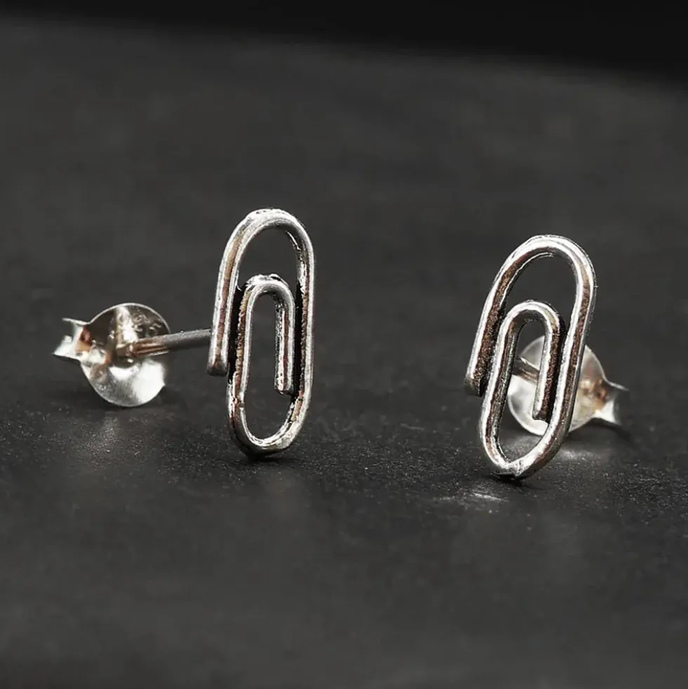 Büroklammer Ohrstecker 925 Silber Ohrschmuck