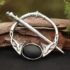 Brosche Fibel Onyx Silberschmuck 925 Silber