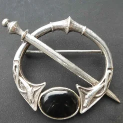 Brosche Fibel Onyx Silberschmuck 925 Silber