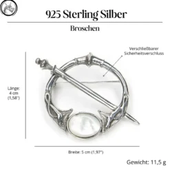 Brosche Fibel Perlmutt Silberschmuck 925 Silber