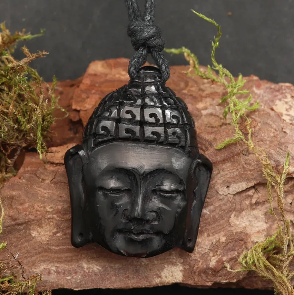 Buddha Kette 3cm Schmuck aus Horn Kettenanhänger