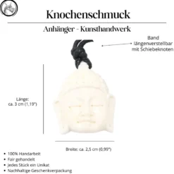 Buddha Kette 3cm Schmuck aus Knochen Kettenanhänger