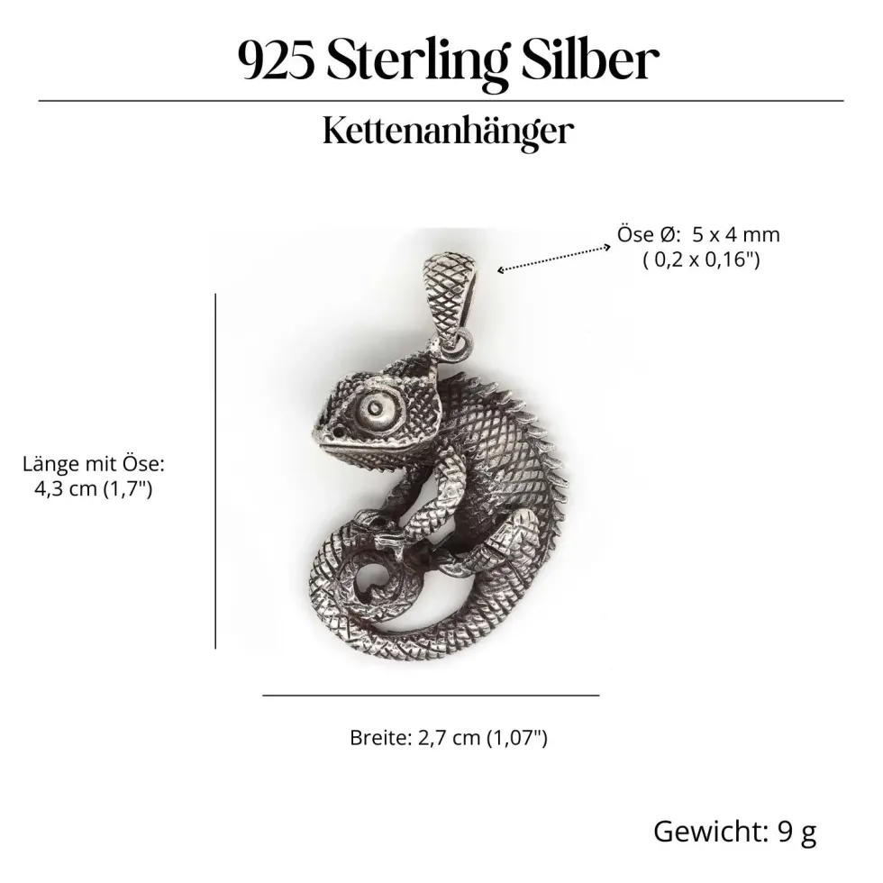 Chamäleon Schmuck Anhänger 925 Silber
