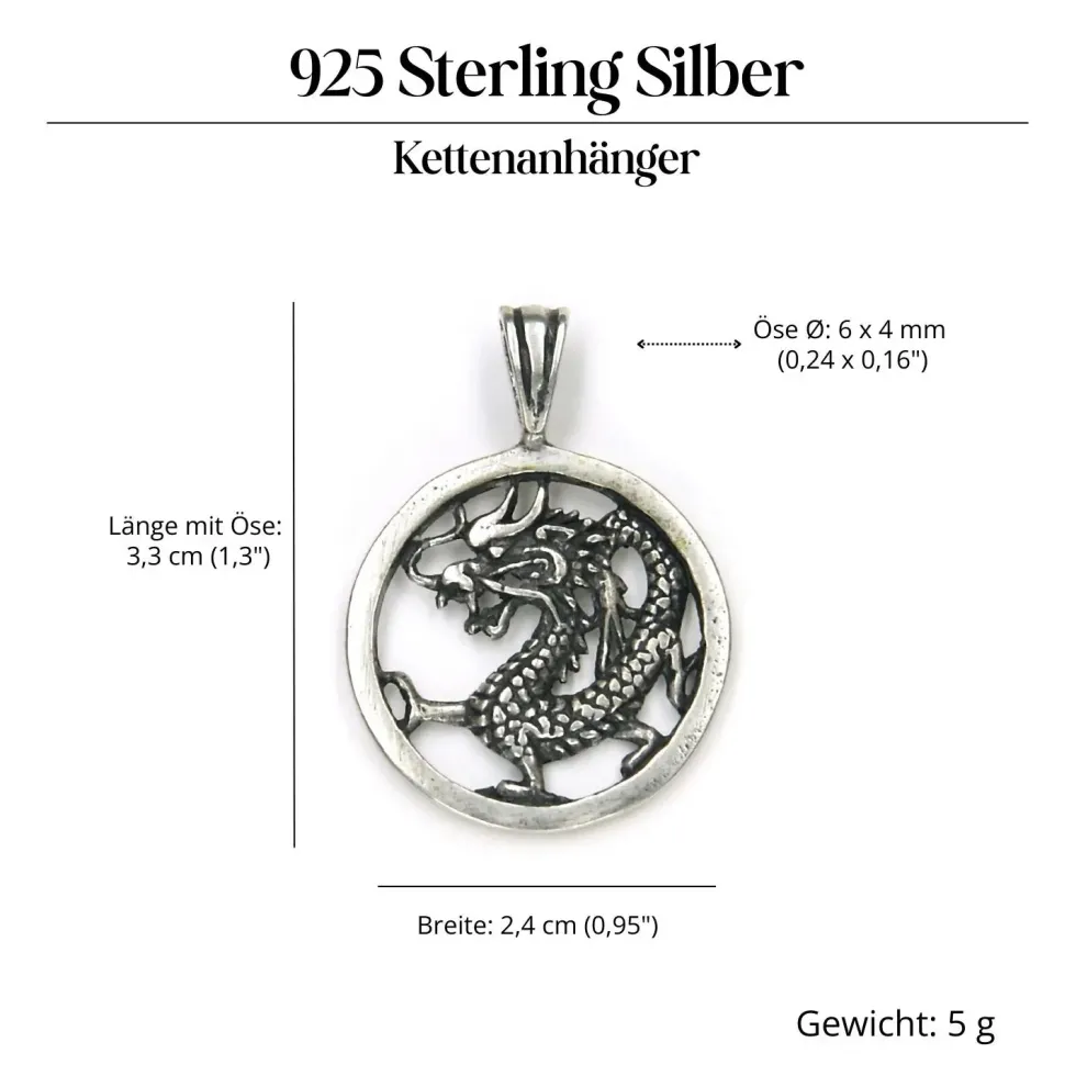chinesischer Drache Schmuck 925 Silberschmuck Anhänger
